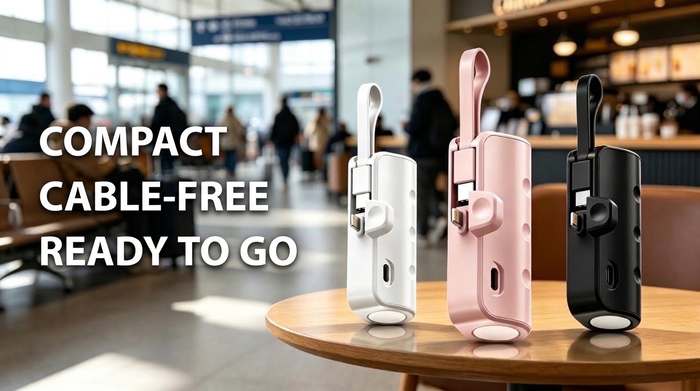 Portable power bank connected to smartphone