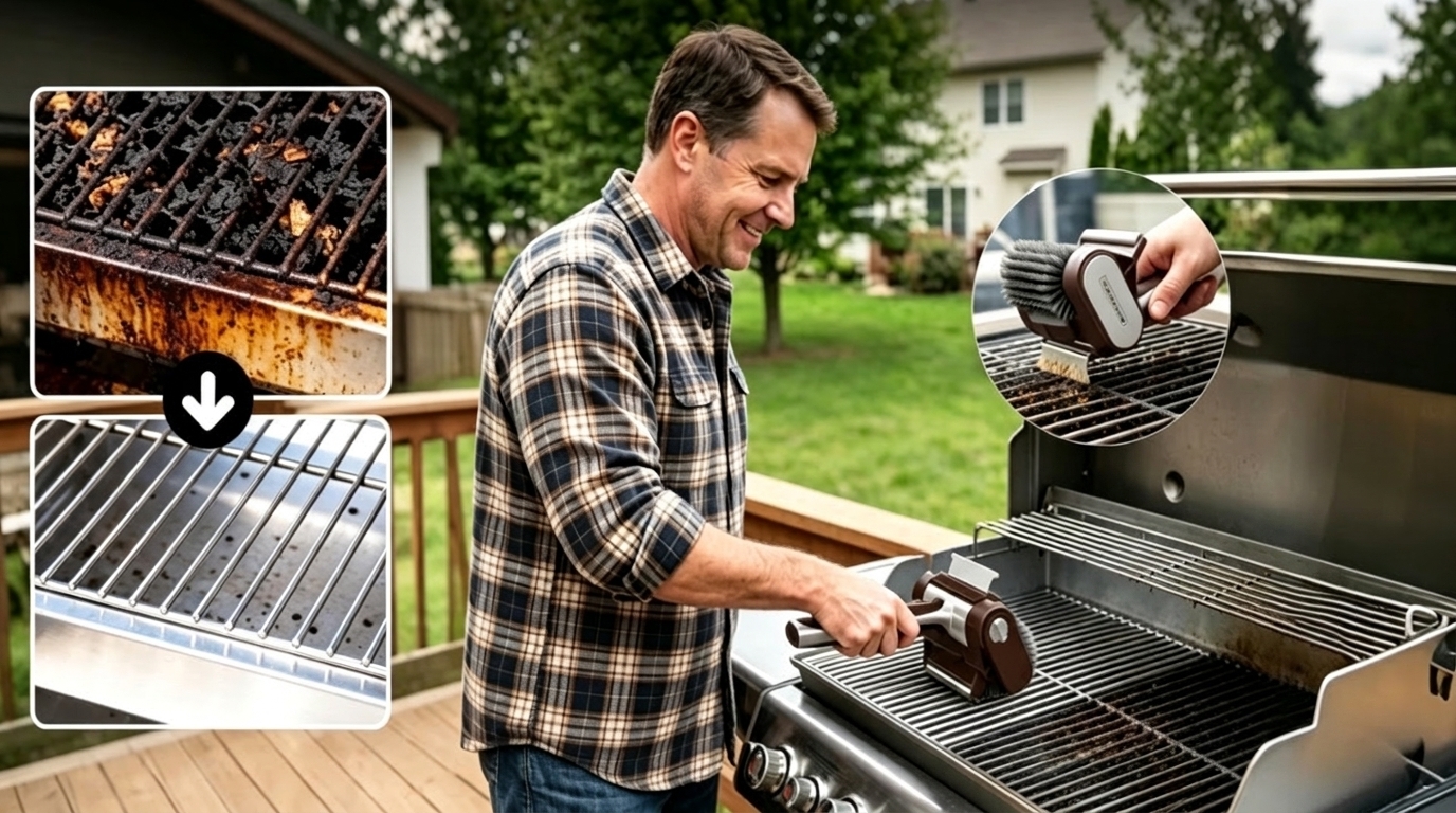 Electric cordless grill cleaning brush