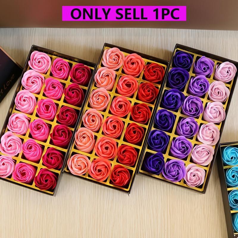 Artificial Rose Soap Flower Gift Box, 1 Box Colorful Romantic Aesthetic Rose Soap Flower Bouquet, Birthday Gift for Girlfriend, Wedding, Party, Anniversary, Body Care