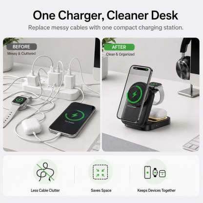 3-In-1 Foldable Magnetic Wireless Charging Station