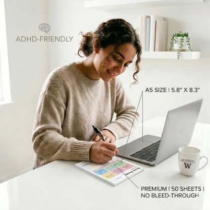 ADHD Brain Dump Planner Notepad, 50 Tear-Off Sheets 8.5 x 6.5", Multi-Section Daily Organizer for Work & Personal To-Do Lists, Priorities & Schedules, Focus Workbook Perfect Holiday Gift