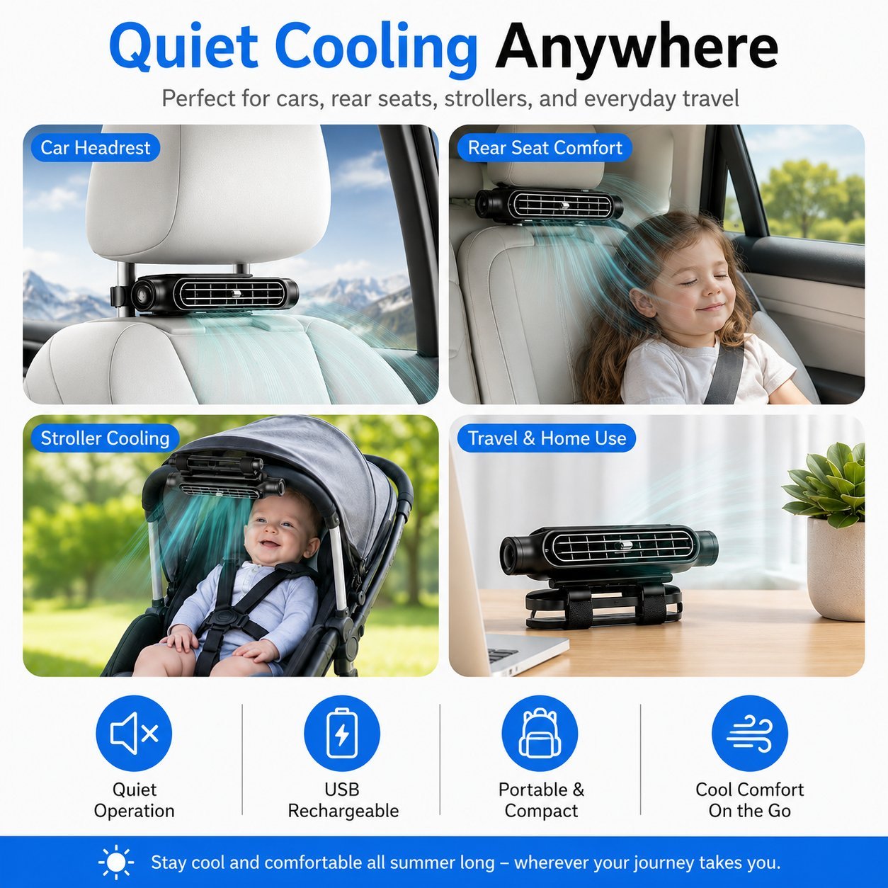 🔥Summer Hot Sale 49% OFF🚗❄️2026 Bladeless Car Seat Fan with LED Display & 360° Rotation