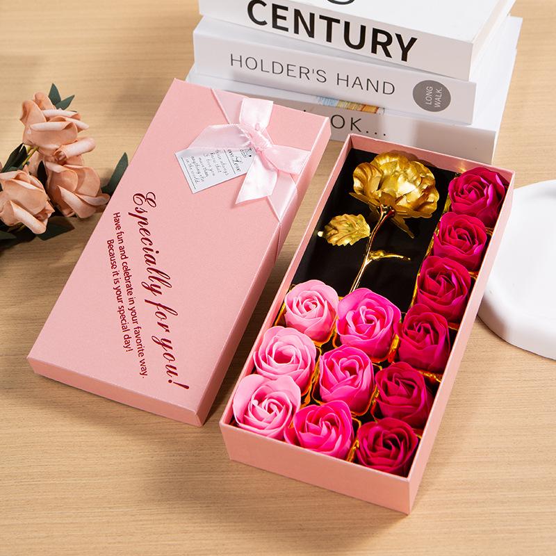 Artificial Rose Soap Flower Gift Box, 1 Box Colorful Romantic Aesthetic Rose Soap Flower Bouquet, Birthday Gift for Girlfriend, Wedding, Party, Anniversary, Body Care