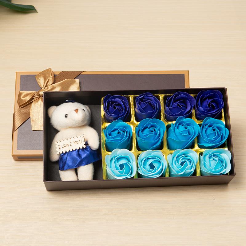 Artificial Rose Soap Flower Gift Box, 1 Box Colorful Romantic Aesthetic Rose Soap Flower Bouquet, Birthday Gift for Girlfriend, Wedding, Party, Anniversary, Body Care
