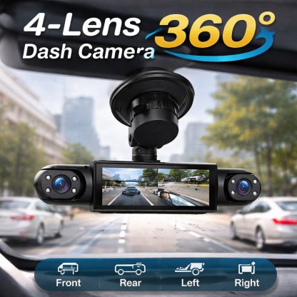 🚨[Best Seller] Stop Driving Blind! 4-Way Simultaneous Recording Dash Cam - 360° Full Coverage