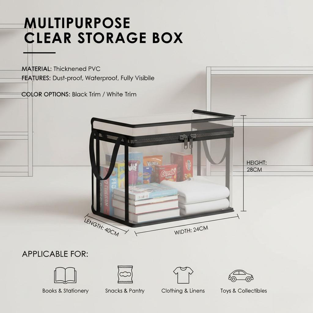 Book storage box Classroom household old book sorting artifact Student desktop dustproof transparent foldable bookcase bag