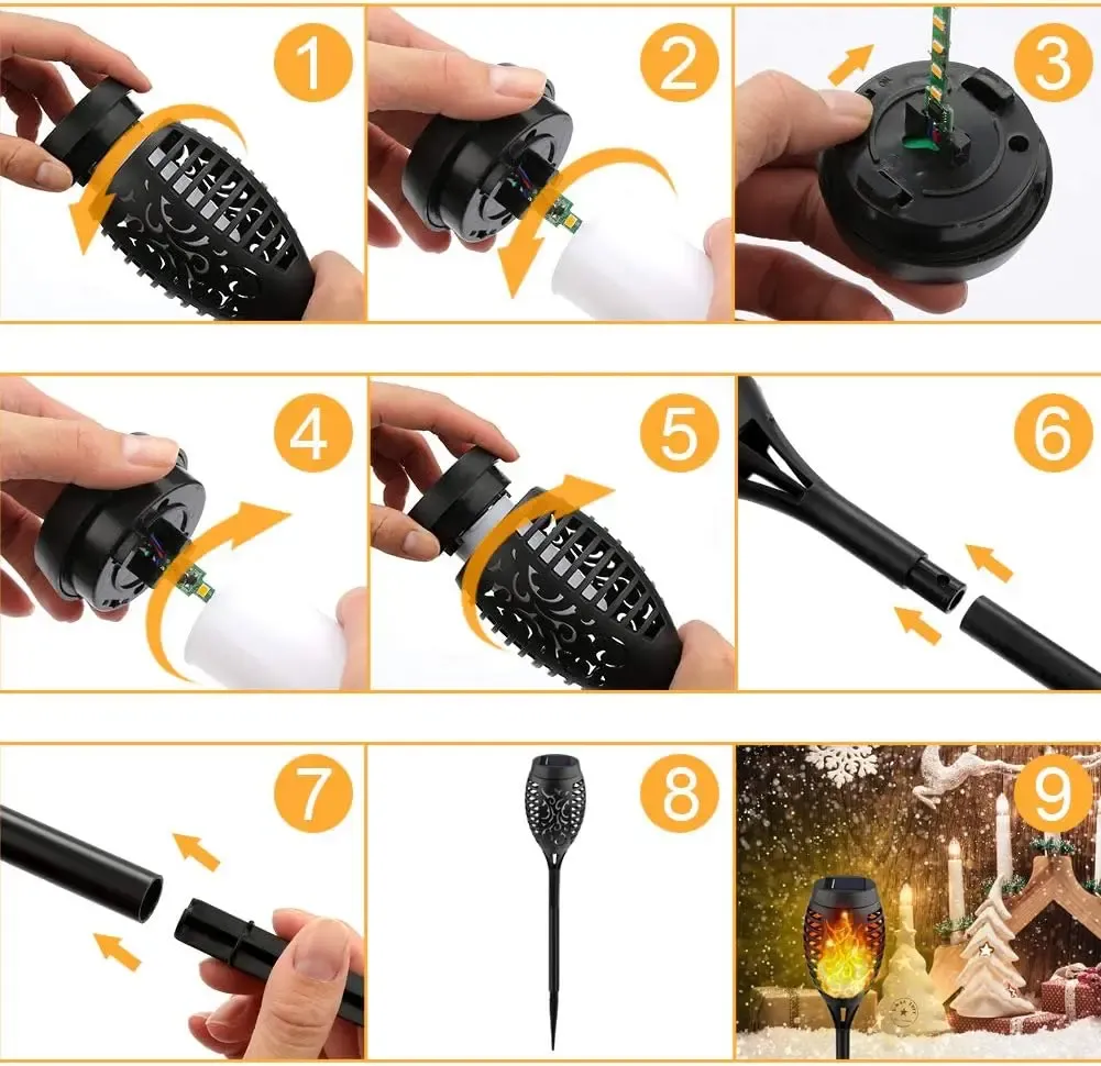 8 Pack Solar Torch Lights with Flickering Flame for Outdoor Garden Decor