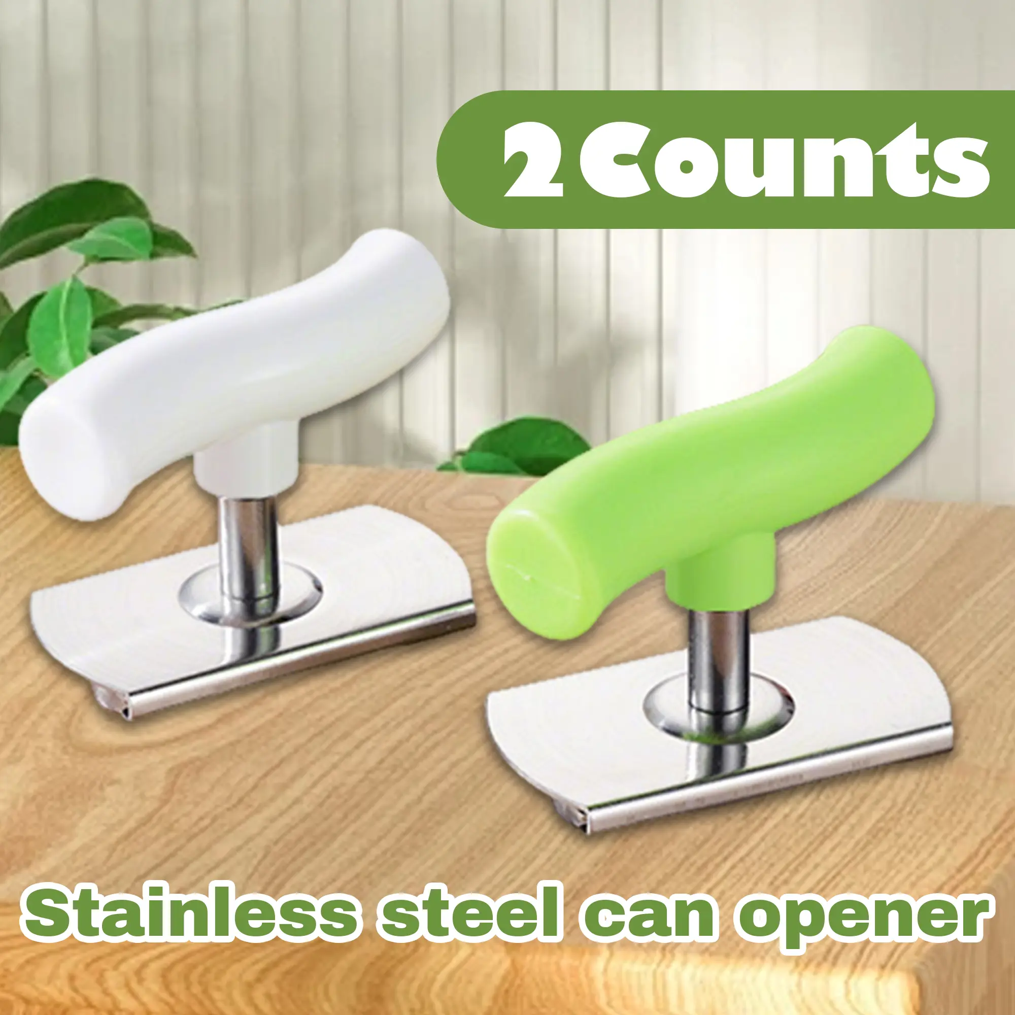 2 Counts Stainless Steel Jar Openers for Easy Opening, White+Green Kitchen Gadget - Effortless Opening for Mason Jars & Pasta Sauce Cans