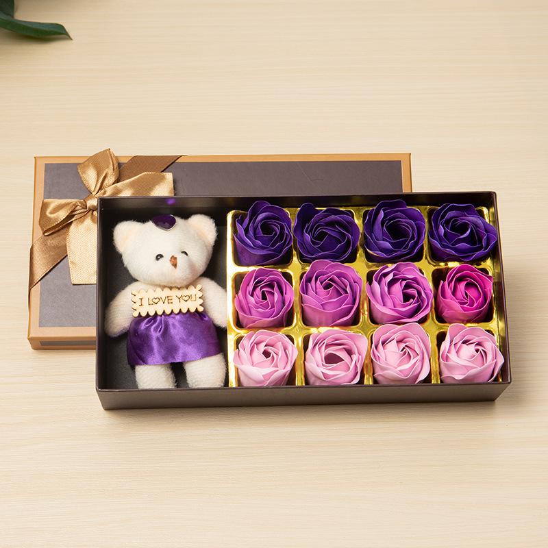 Artificial Rose Soap Flower Gift Box, 1 Box Colorful Romantic Aesthetic Rose Soap Flower Bouquet, Birthday Gift for Girlfriend, Wedding, Party, Anniversary, Body Care
