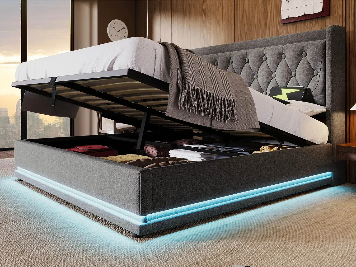 Schlafzimmer,Bereich Bett,Bett mit Bettkasten-FURNIAVITO