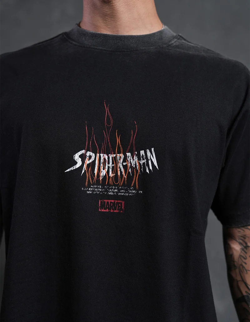 CVLA x Marvel Spider-Man Flames Mens Boxy Tee