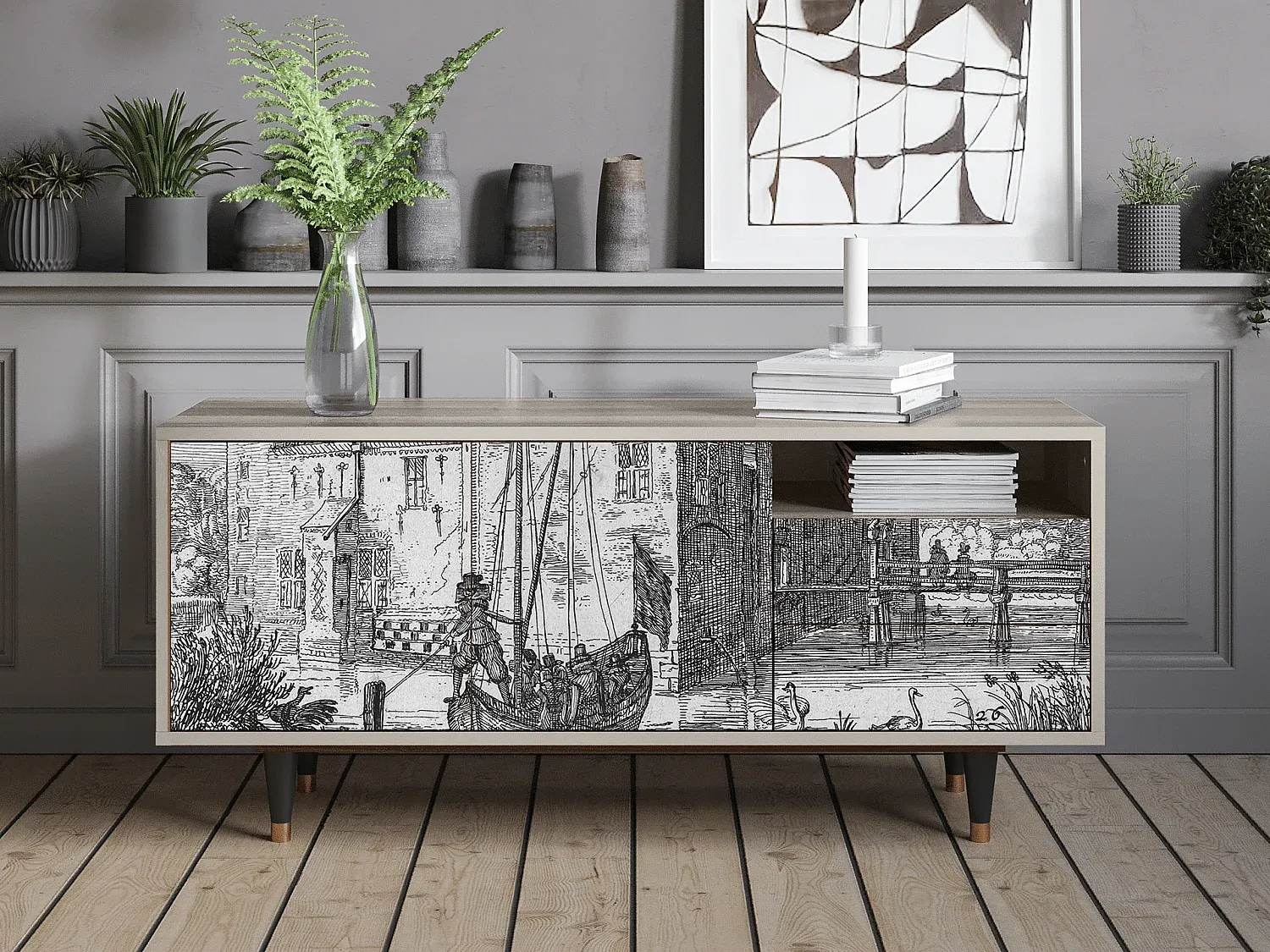 Wohnzimmer und Flur,Wohnzimmermöbel,TV-Board-livilume