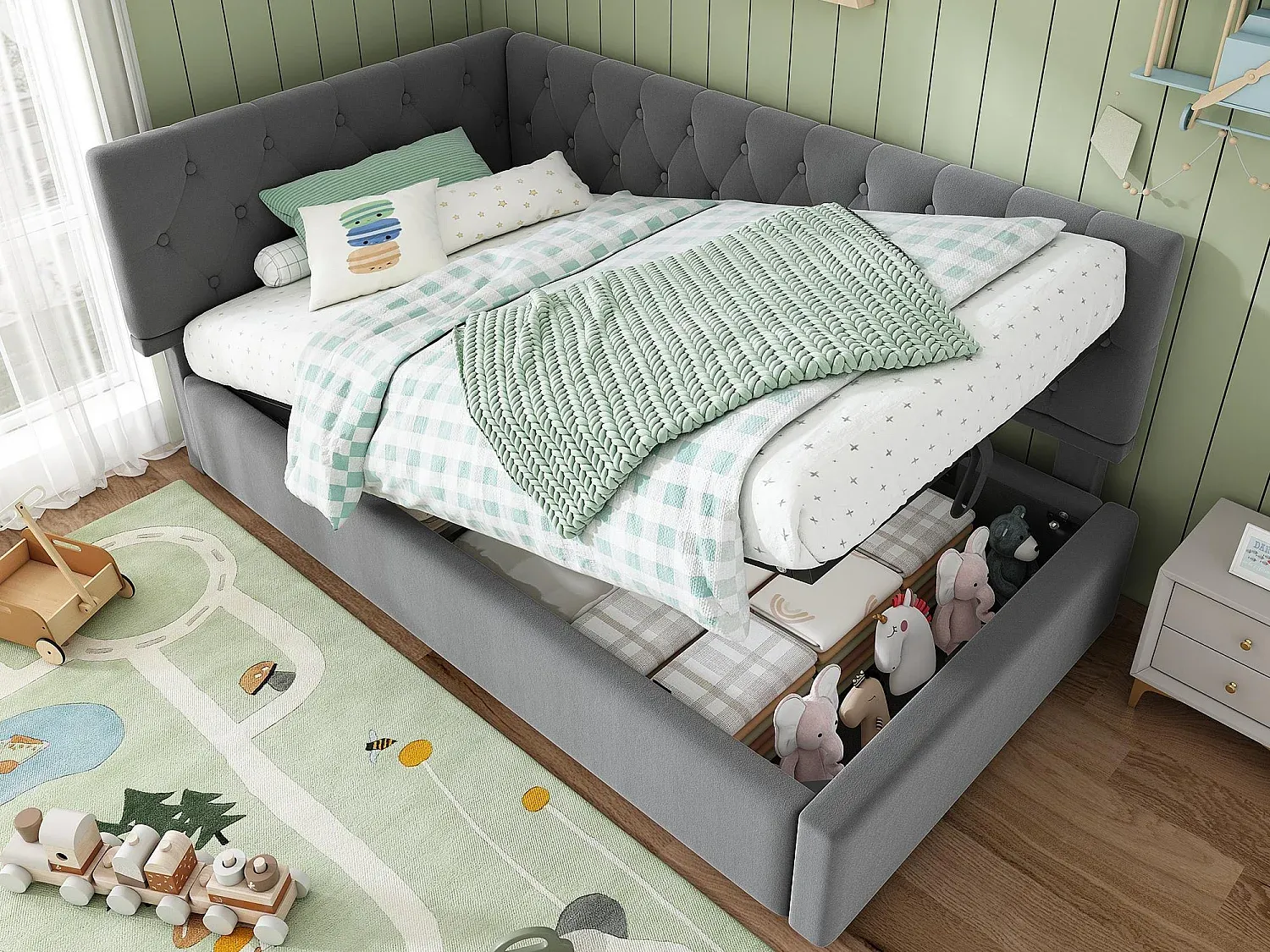 Schlafzimmer,Bereich Bett,Bett mit Bettkasten-livilume