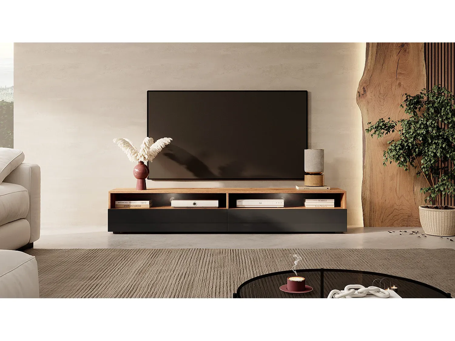 Wohnzimmer und Flur,Wohnzimmermöbel,TV-Hängeschrank-livilume