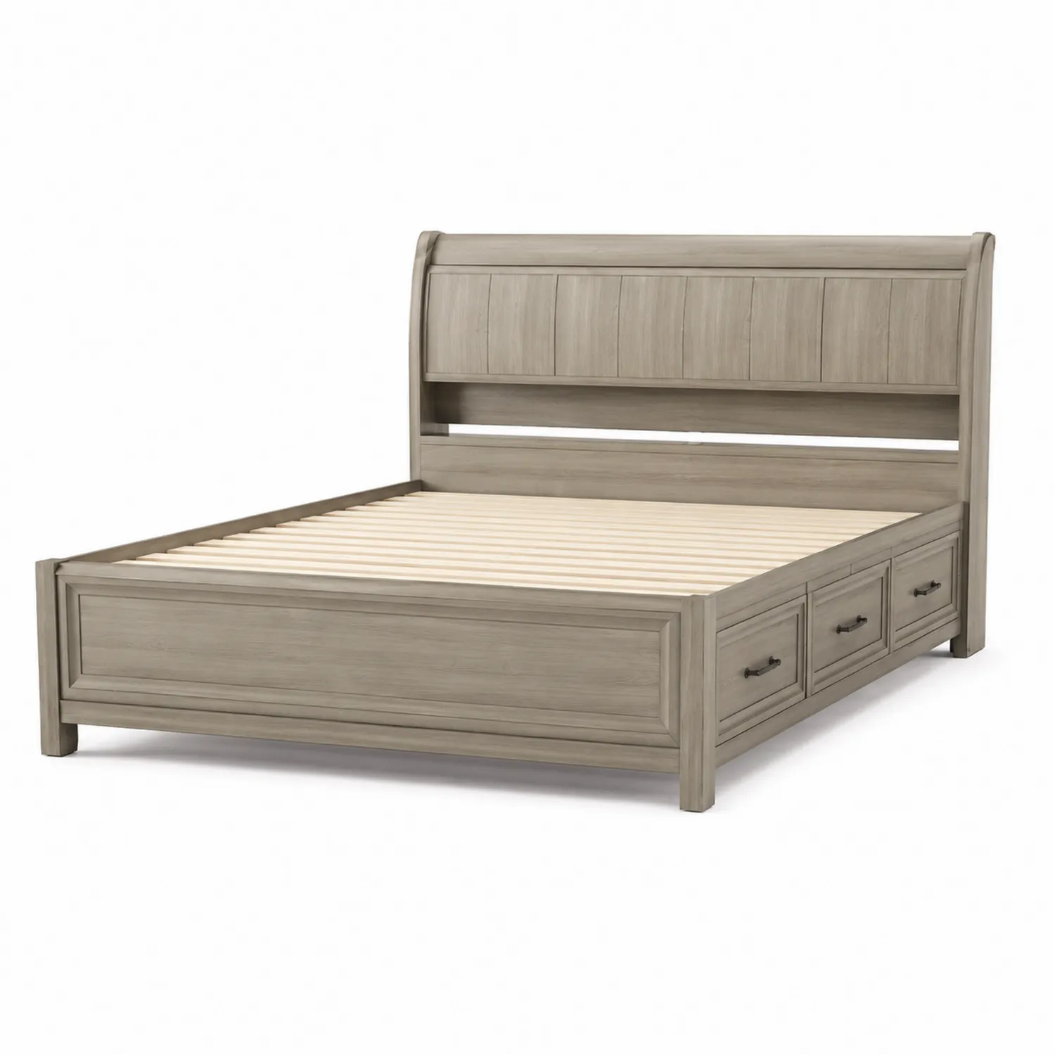 Lit en bois avec tête de lit et tiroirs de rangement 200x160 cm-brixtrivoqal