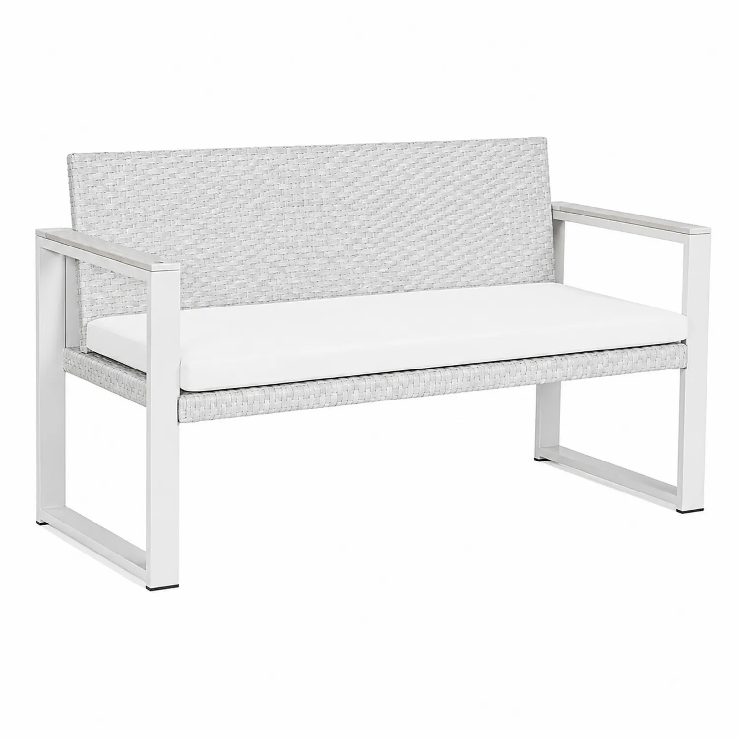 Banc d'extérieur en aluminium avec résine tressée et coussin-brixtrivoqal