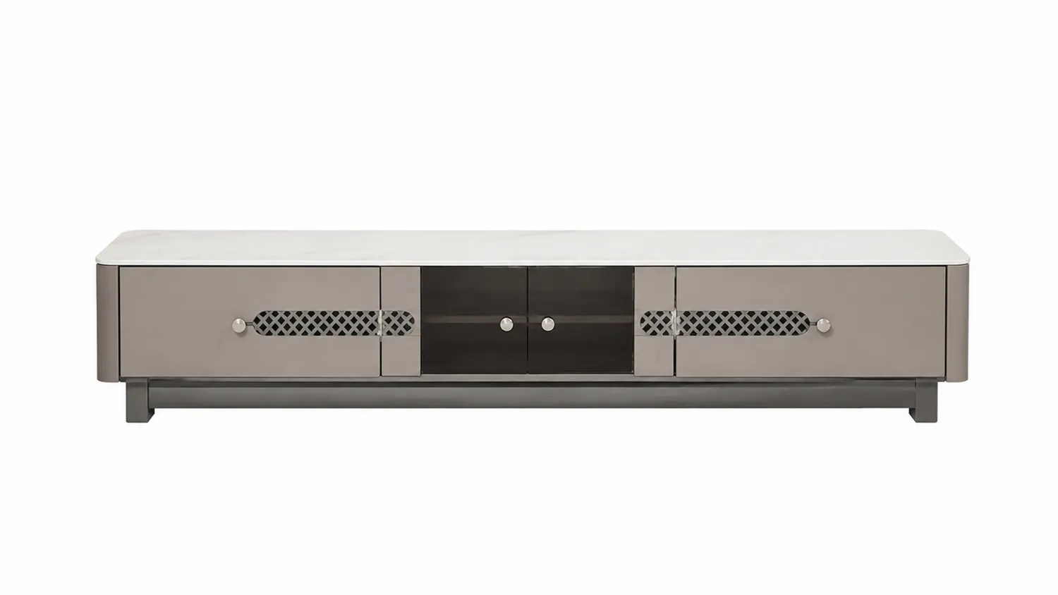 Meuble TV en métal et MDF avec plateau en marbre 180x40x45 cm-brixtrivoqal