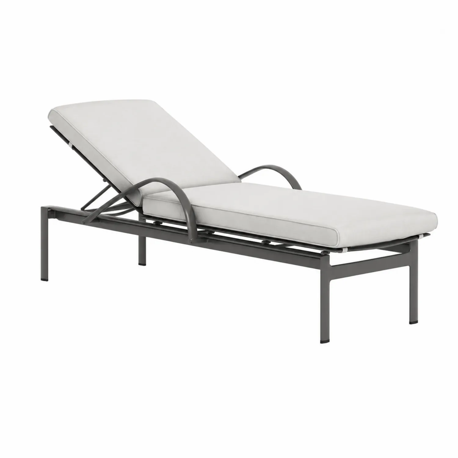 Chaise longue inclinable d'extérieur en aluminium Gris avec coussin en polyester Blanc-brixtrivoqal