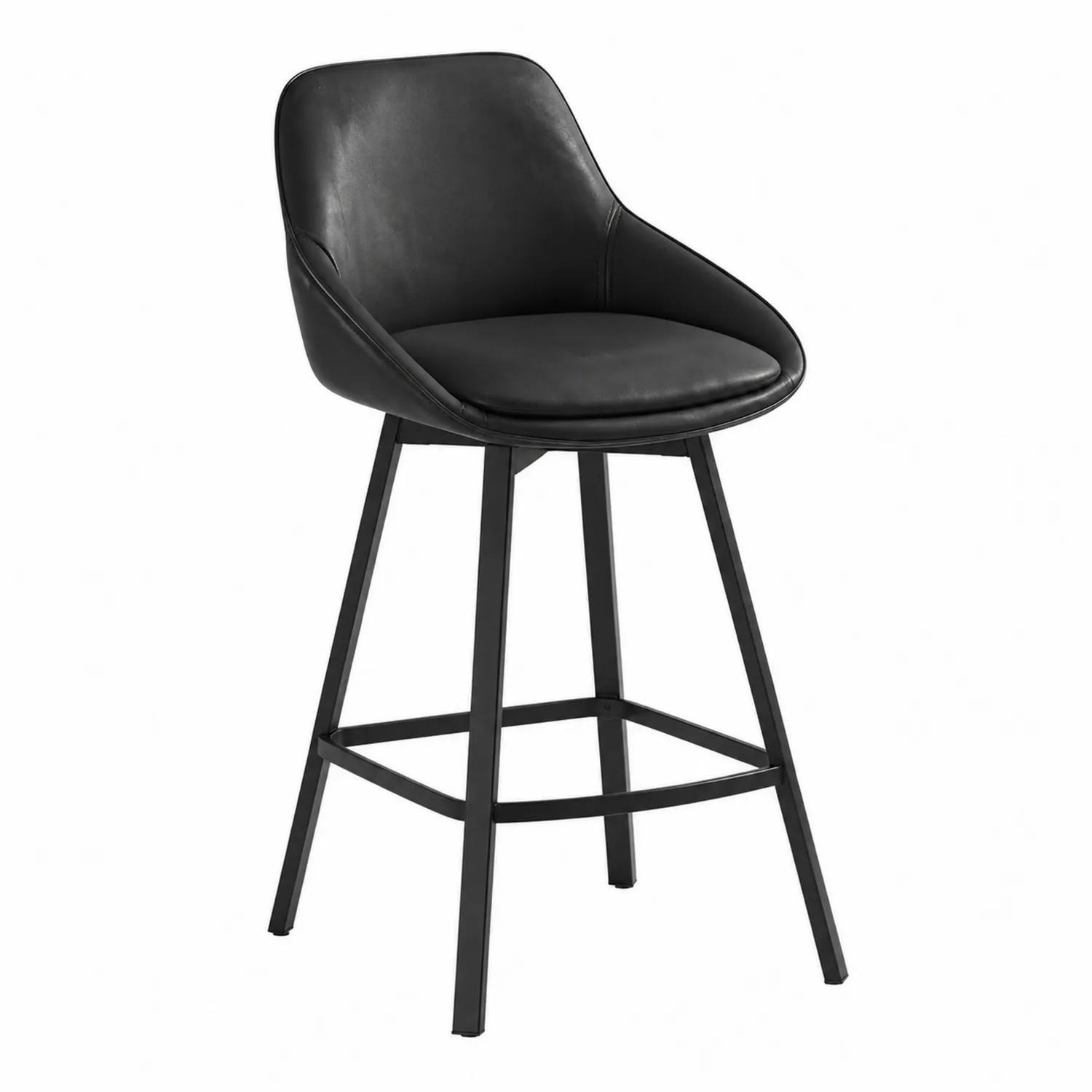 Tabouret de bar en similicuir noir avec pieds en métal 105 cm-brixtrivoqal
