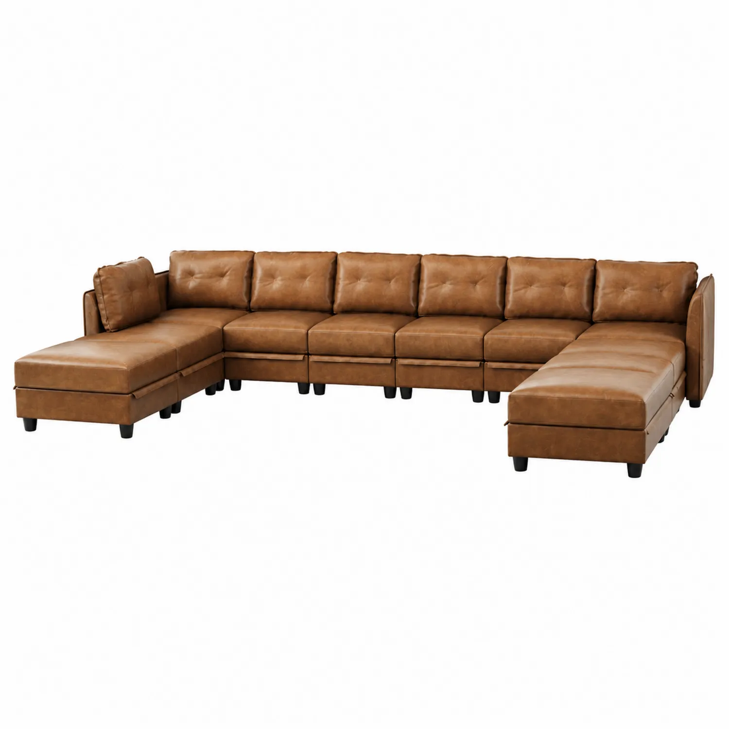 Canapé Sectionnel en Cuir Synthétique Marron-brixtrivoqal