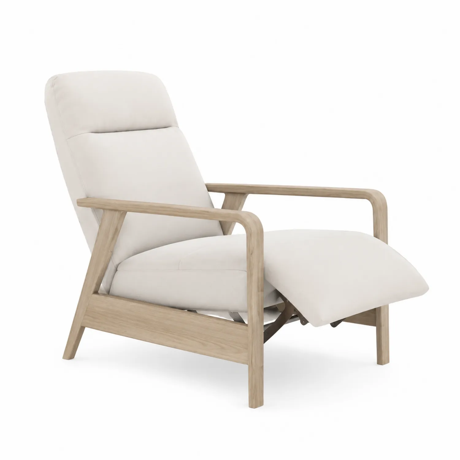 Fauteuil inclinable en bois et tissu blanc-brixtrivoqal