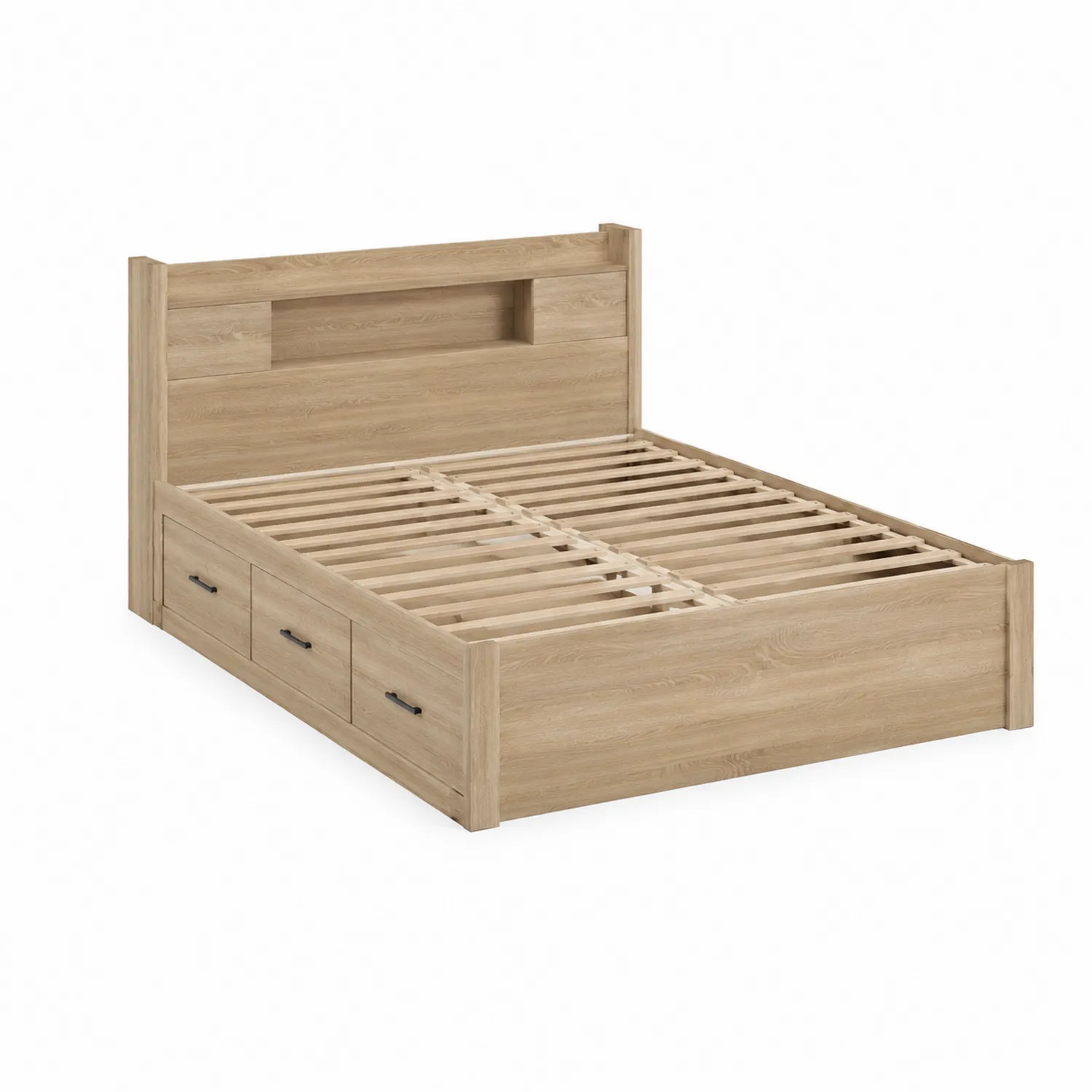 Lit double en bois avec tiroirs de rangement 200x160 cm-brixtrivoqal