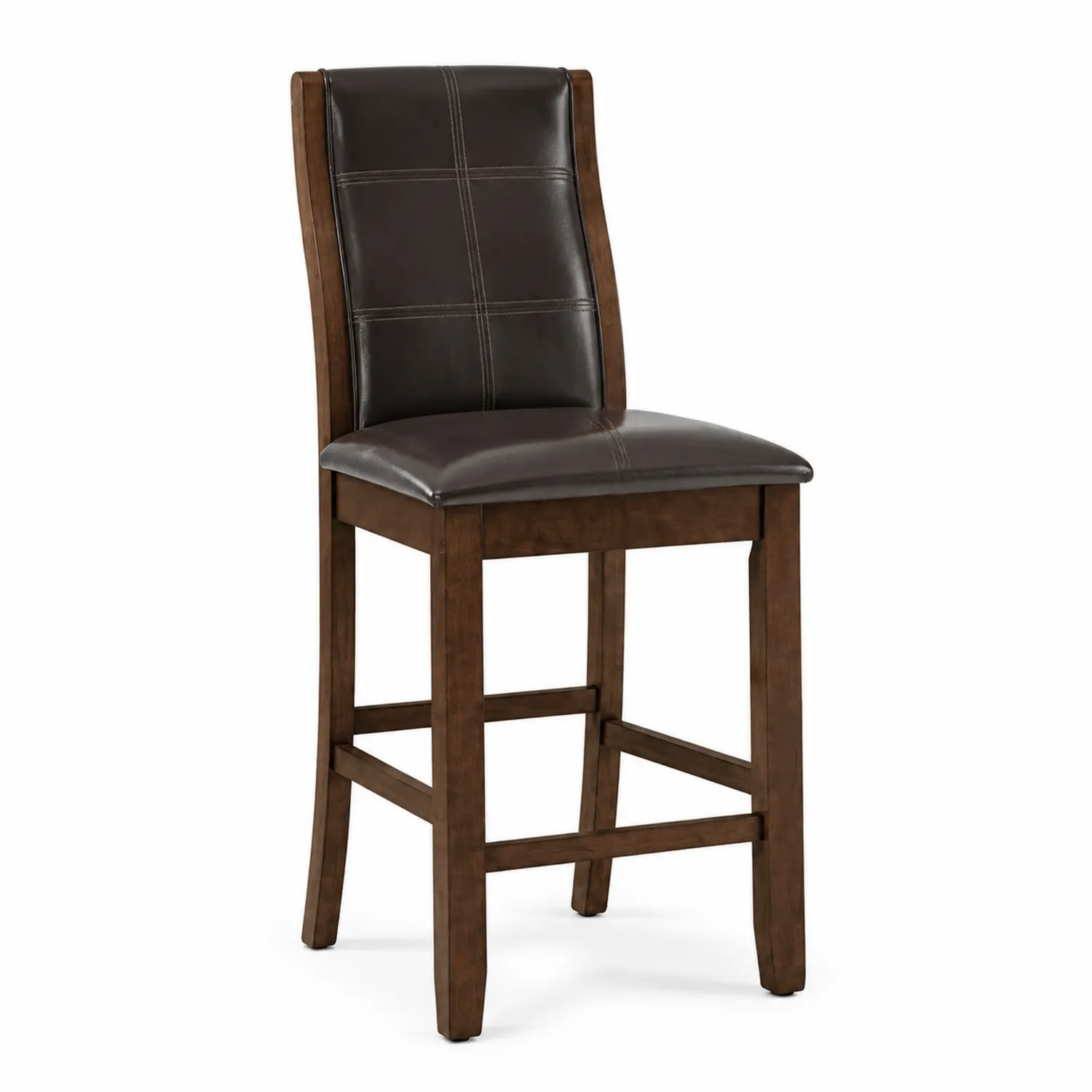 Chaise de bar en bois avec assise en cuir synthétique Marron-brixtrivoqal