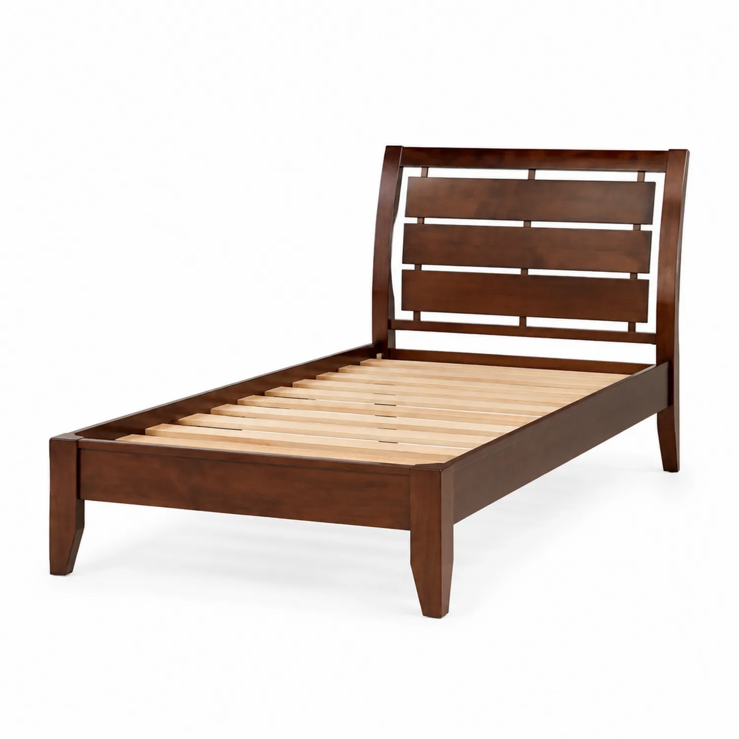 Lit simple en bois massif marron 200x90 cm-brixtrivoqal