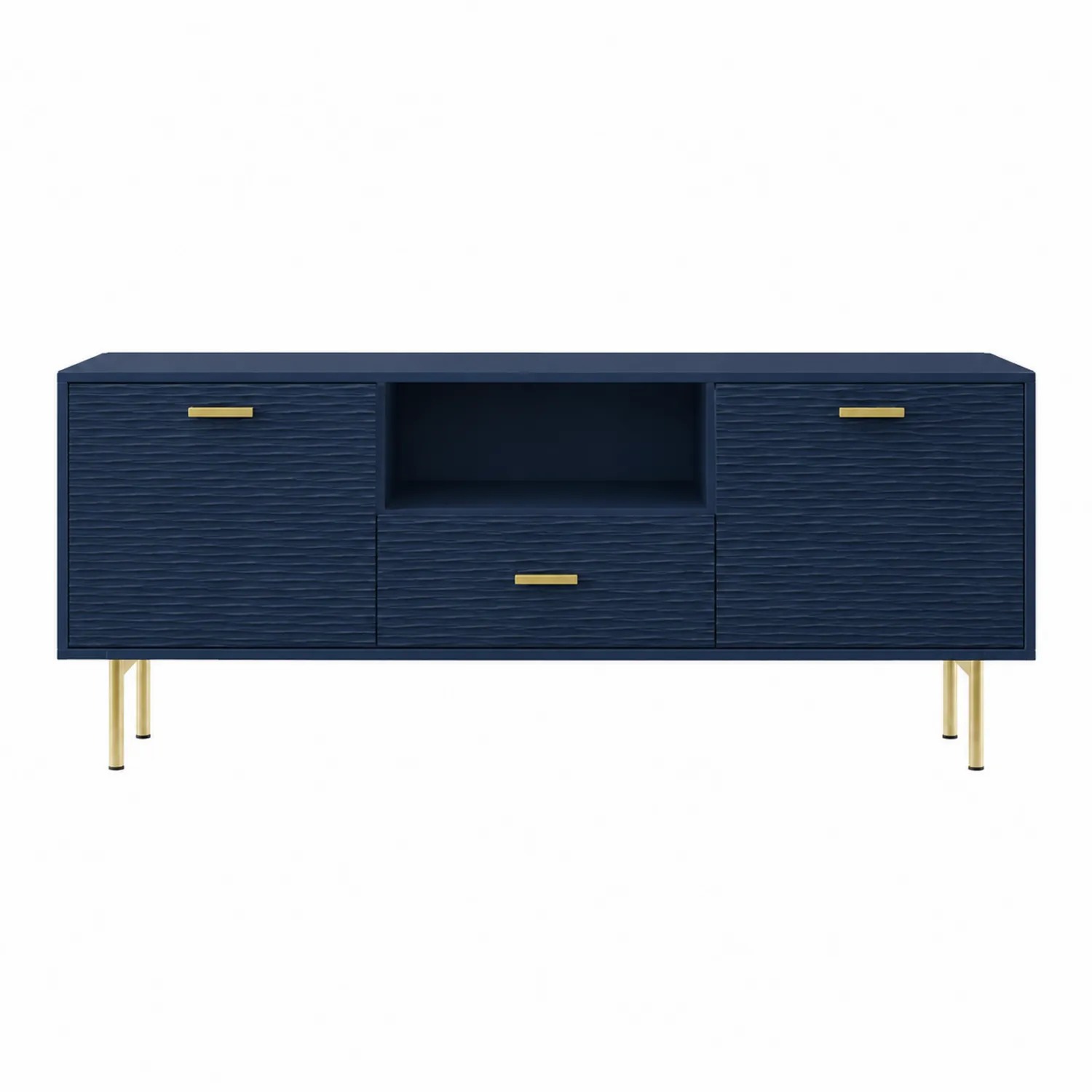 Meuble TV en bois MDF avec pieds en métal doré 150 cm-brixtrivoqal