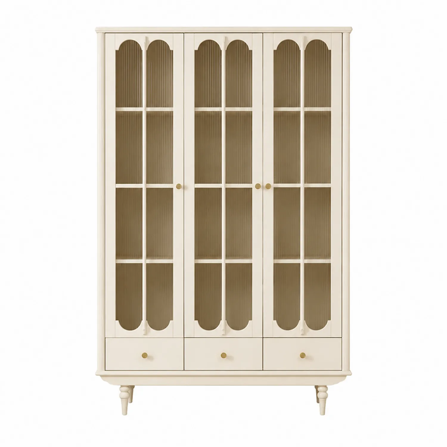 Bibliothèque en bois avec portes vitrées et tiroirs, beige-brixtrivoqal