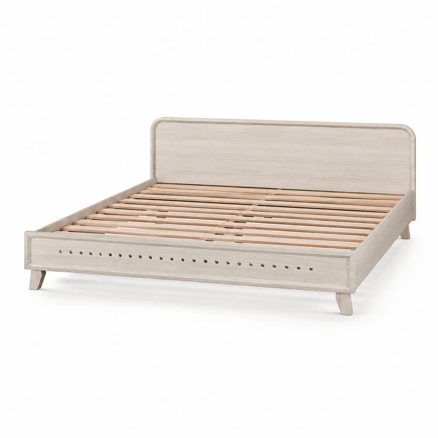 Lit double en bois massif avec tête de lit et lattes 200x160 cm-brixtrivoqal