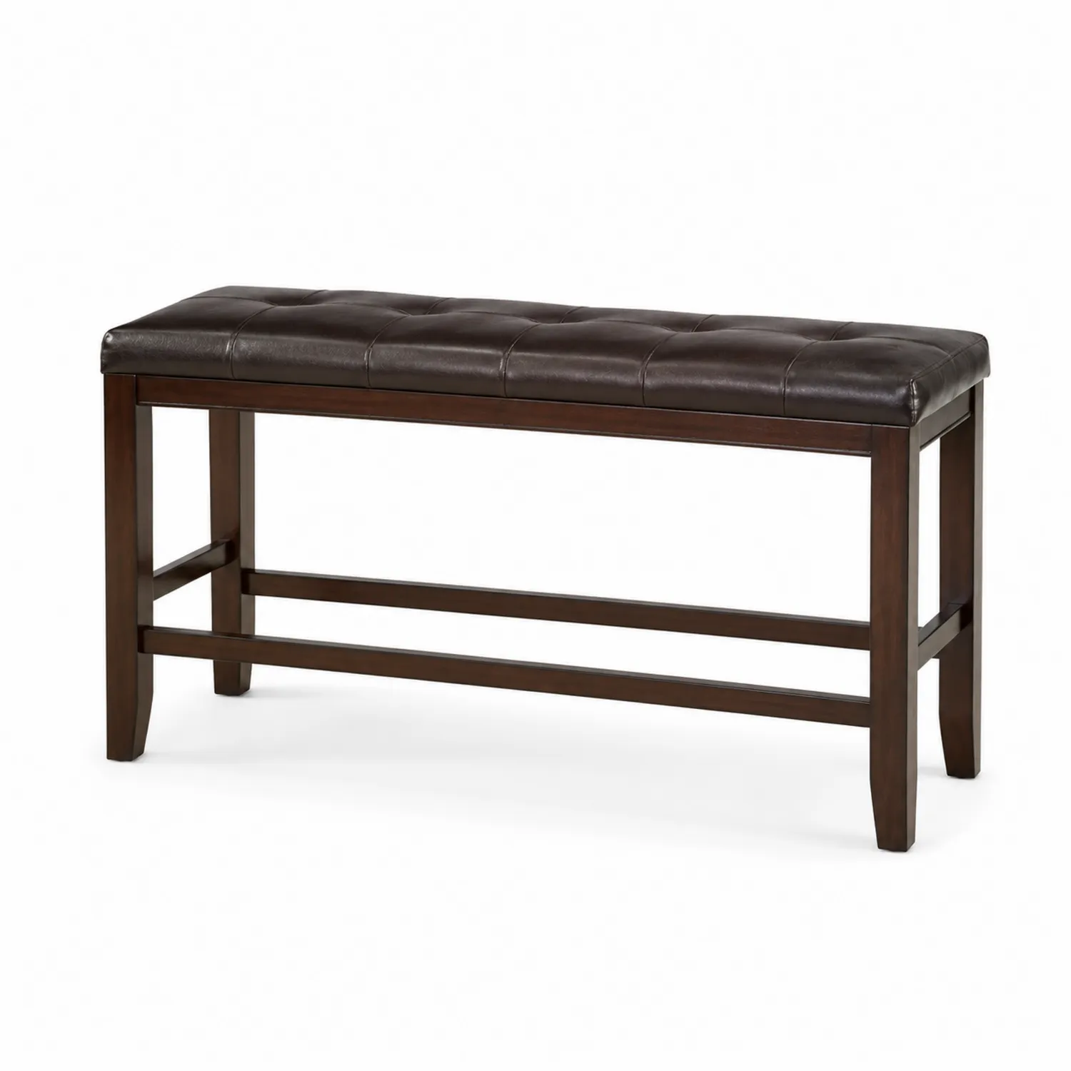 Banc en bois avec assise en cuir synthétique marron-brixtrivoqal