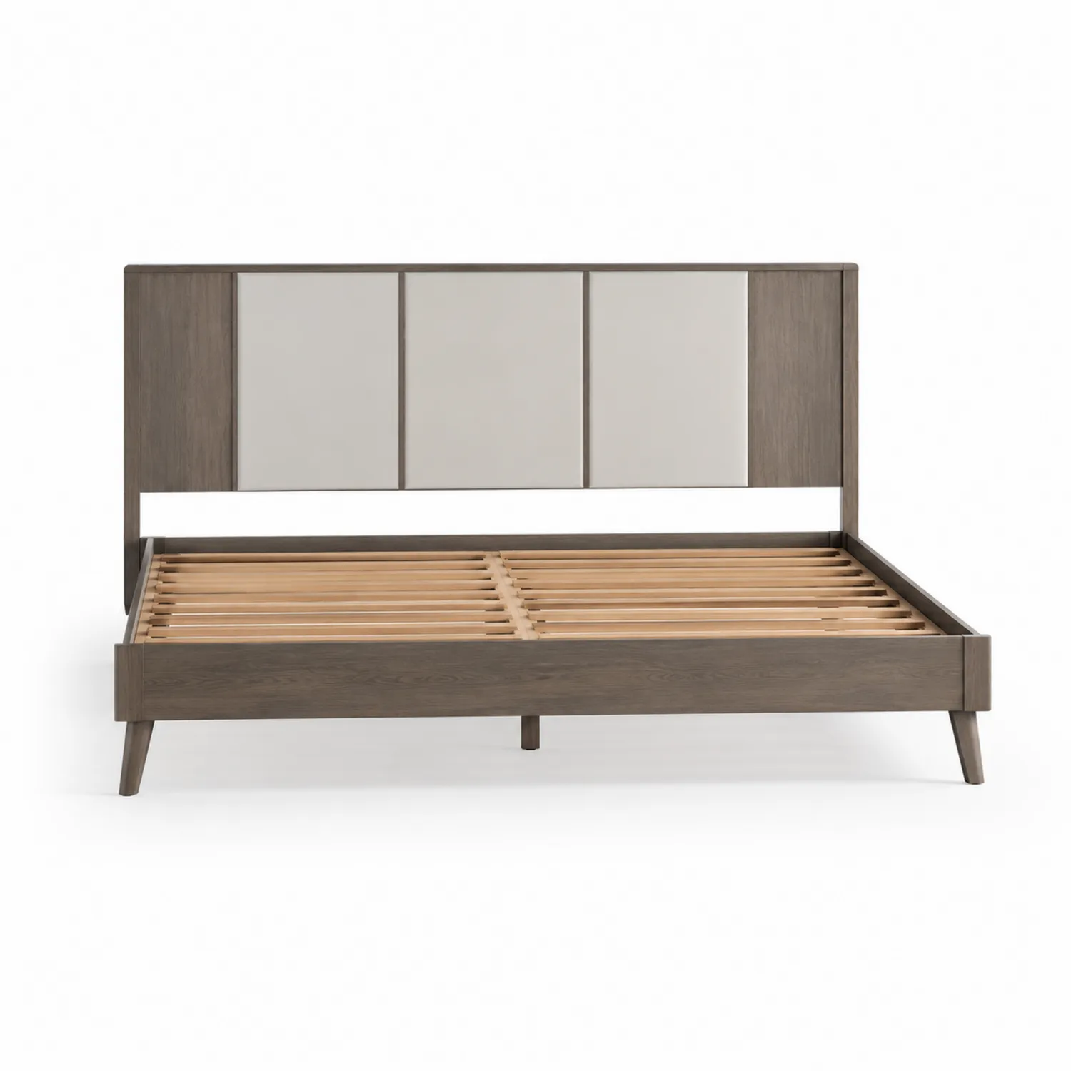 Lit en bois et tissu gris 160 cm-brixtrivoqal