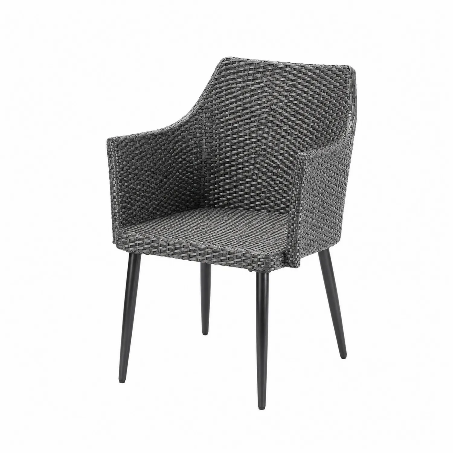 Chaise en rotin avec pieds métalliques, Gris-brixtrivoqal