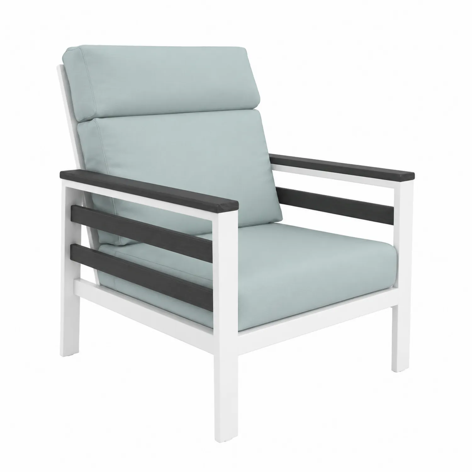 Fauteuil extérieur en aluminium avec coussins bleu clair-brixtrivoqal