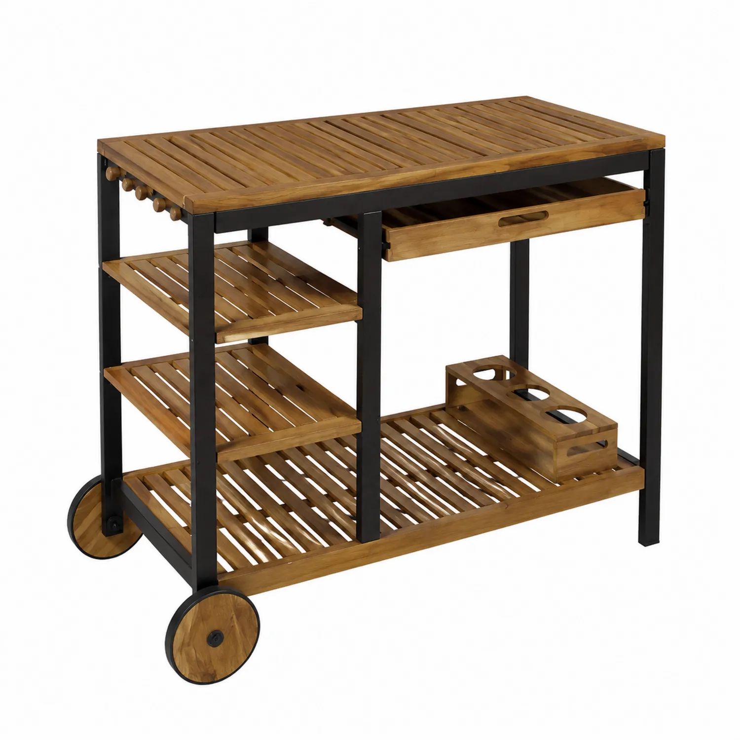 Desserte de bar en bois et métal sur roulettes-brixtrivoqal