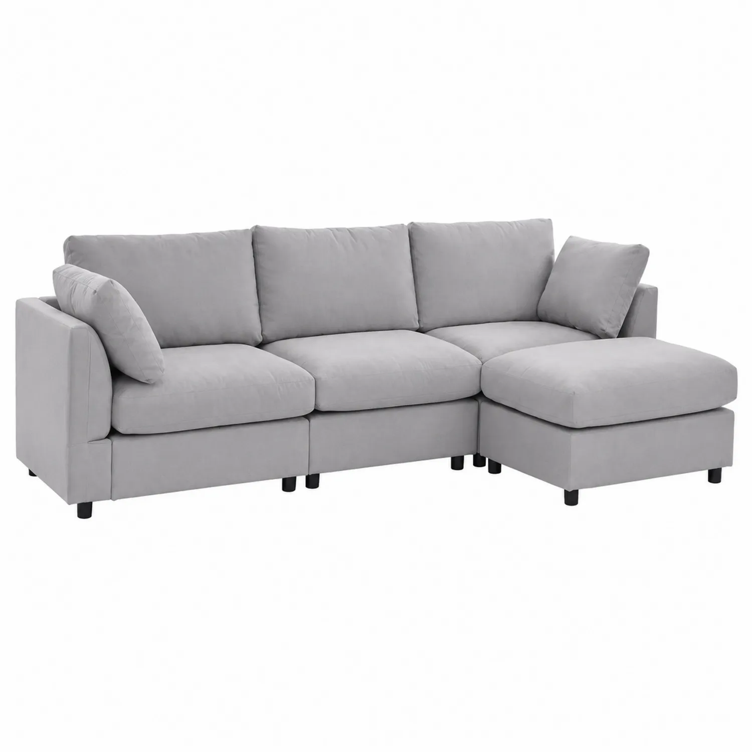Canapé sectionnel en L 3 places en bois et polyester Gris-brixtrivoqal