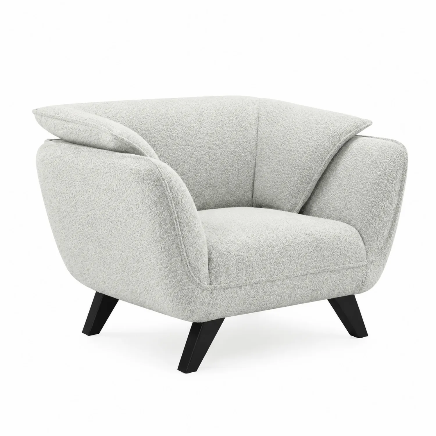 Fauteuil en tissu bouclé avec pieds en bois 85x90x70 cm-brixtrivoqal