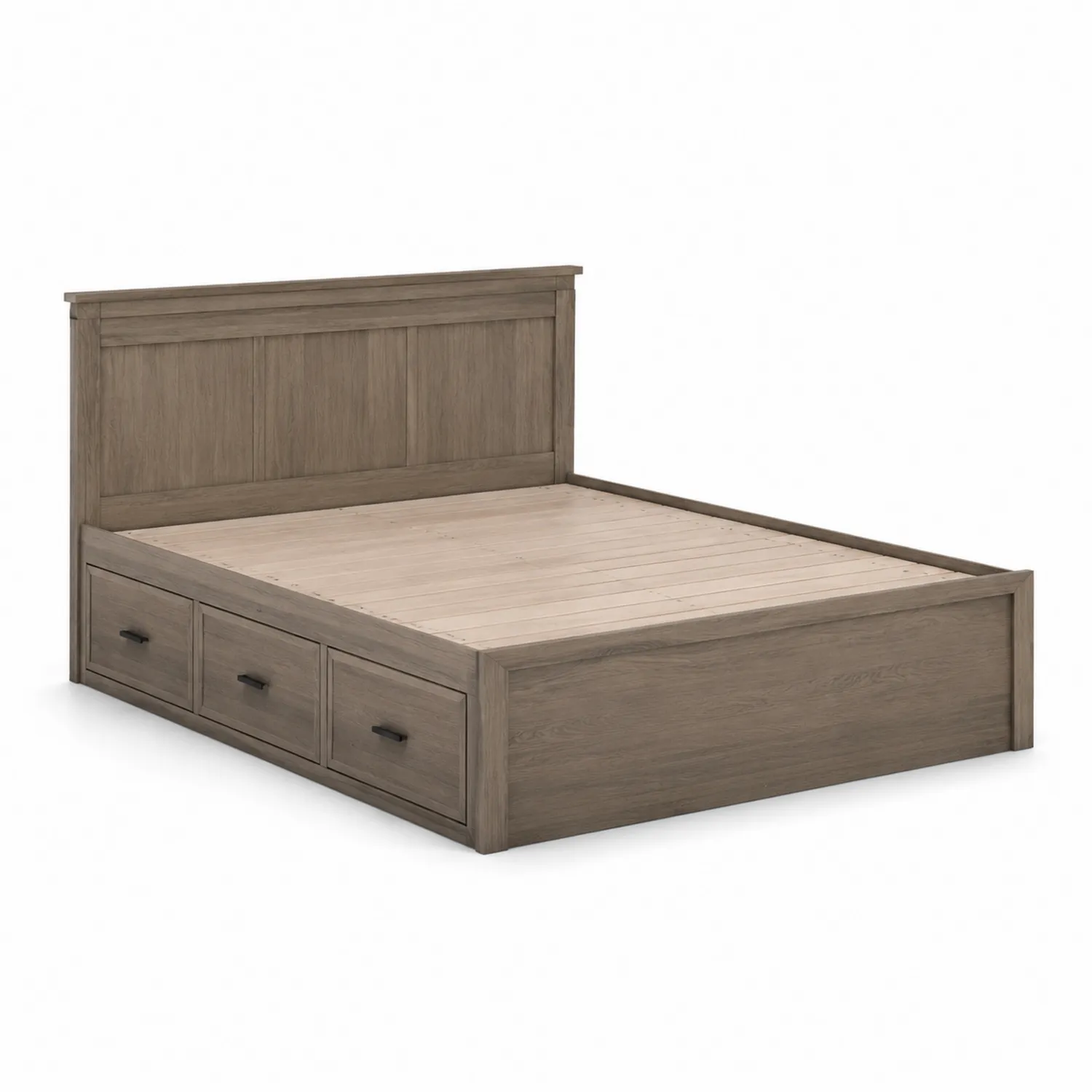 Lit en bois avec tiroirs de rangement en chêne 200x160 cm-brixtrivoqal