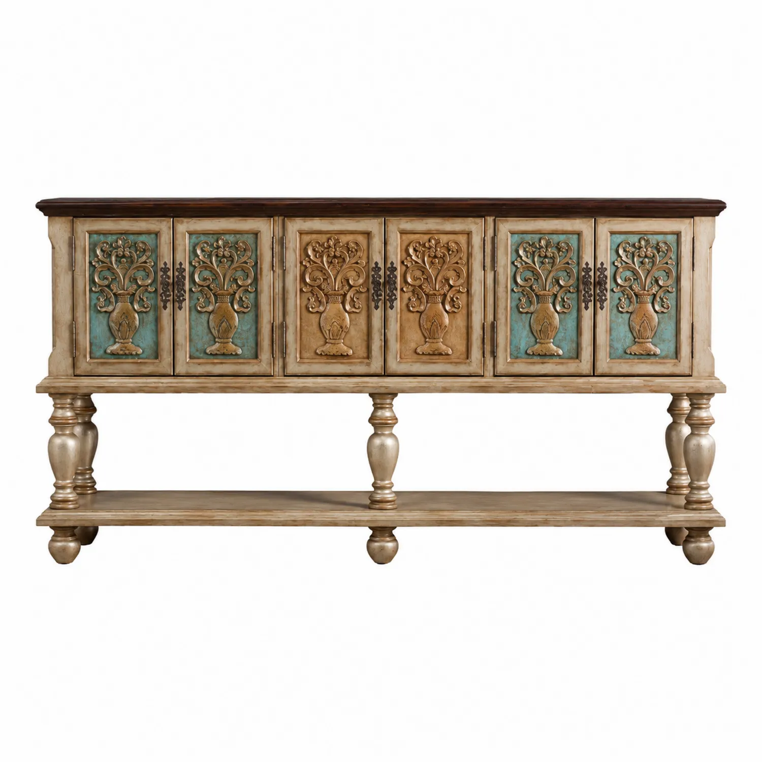 Buffet en bois sculpté avec décorations 180x40x90 cm-brixtrivoqal