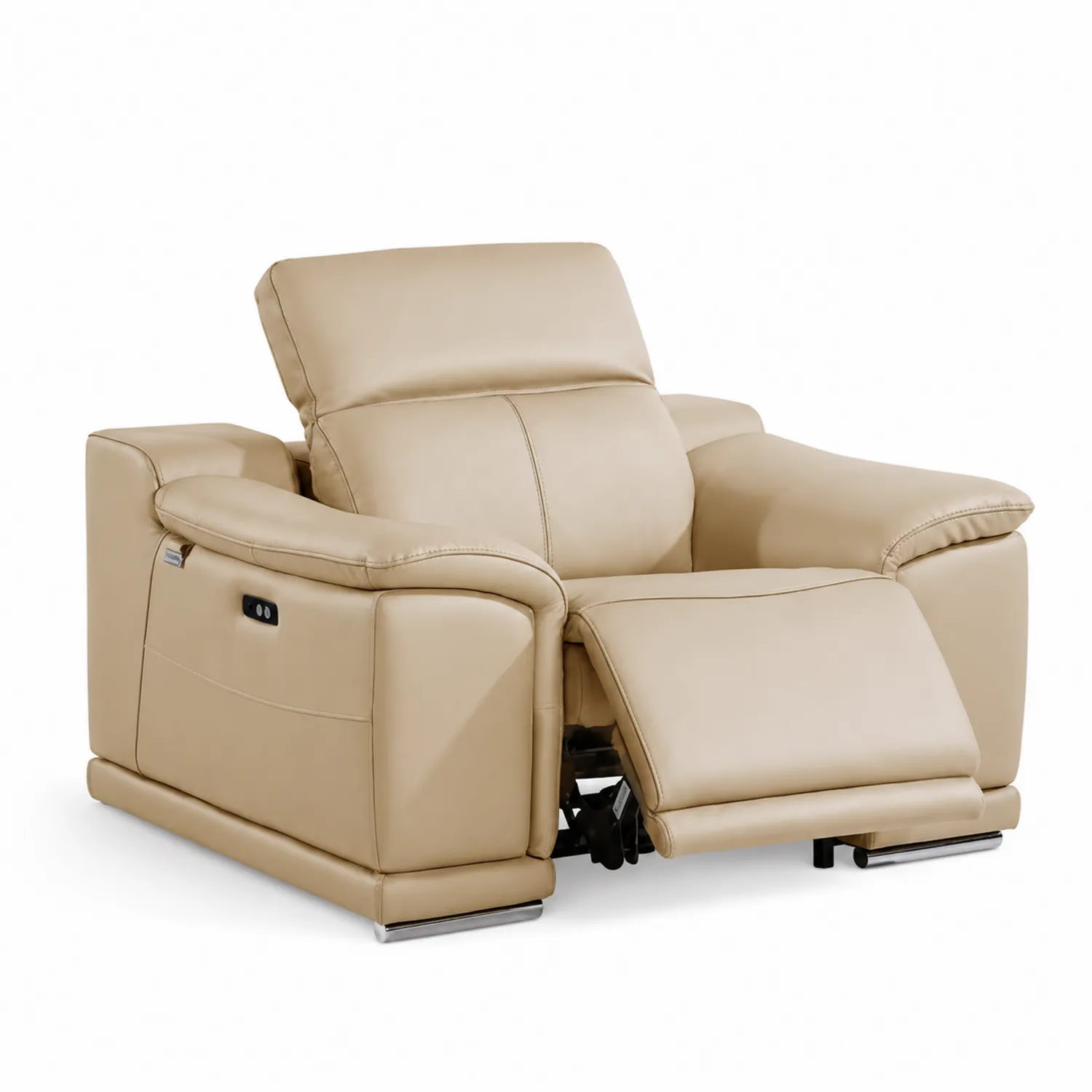 Fauteuil inclinable en cuir beige avec repose-pieds réglable-brixtrivoqal