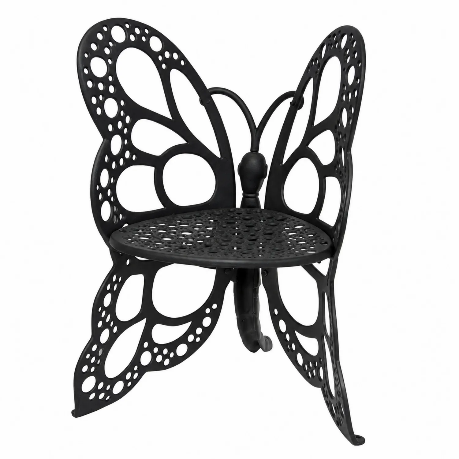 Chaise de jardin en aluminium noir forme papillon-brixtrivoqal