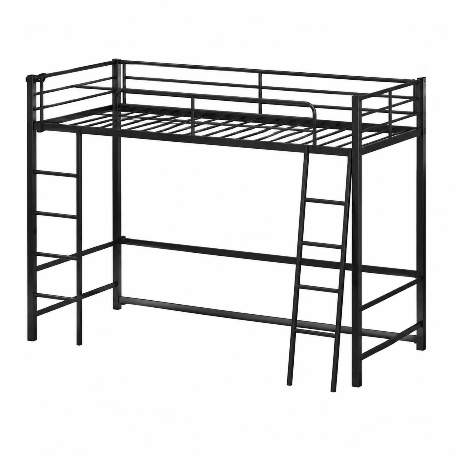 Lit mezzanine en métal noir avec deux échelles-brixtrivoqal
