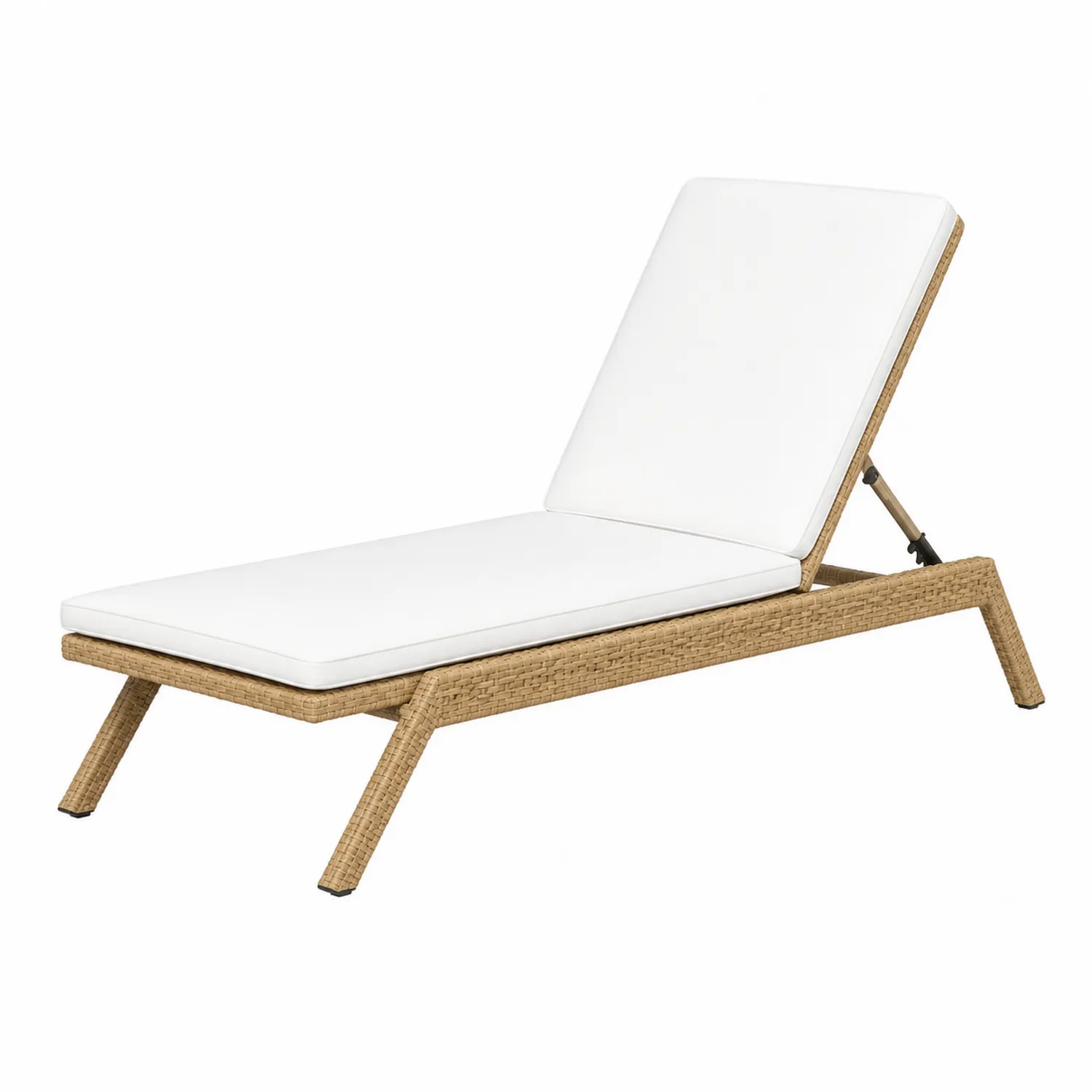 Chaise longue en rotin avec coussins blancs-brixtrivoqal