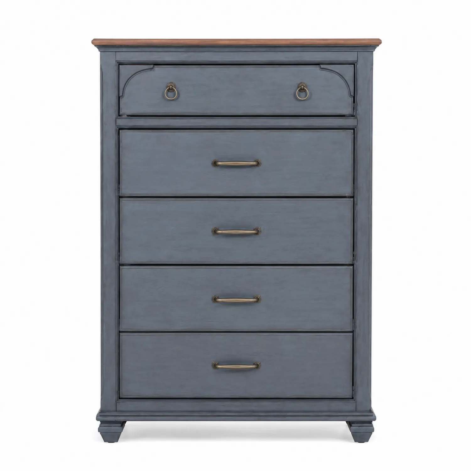 Commode en Bois avec 5 Tiroirs Bleu et Marron 120x80x40 cm-brixtrivoqal