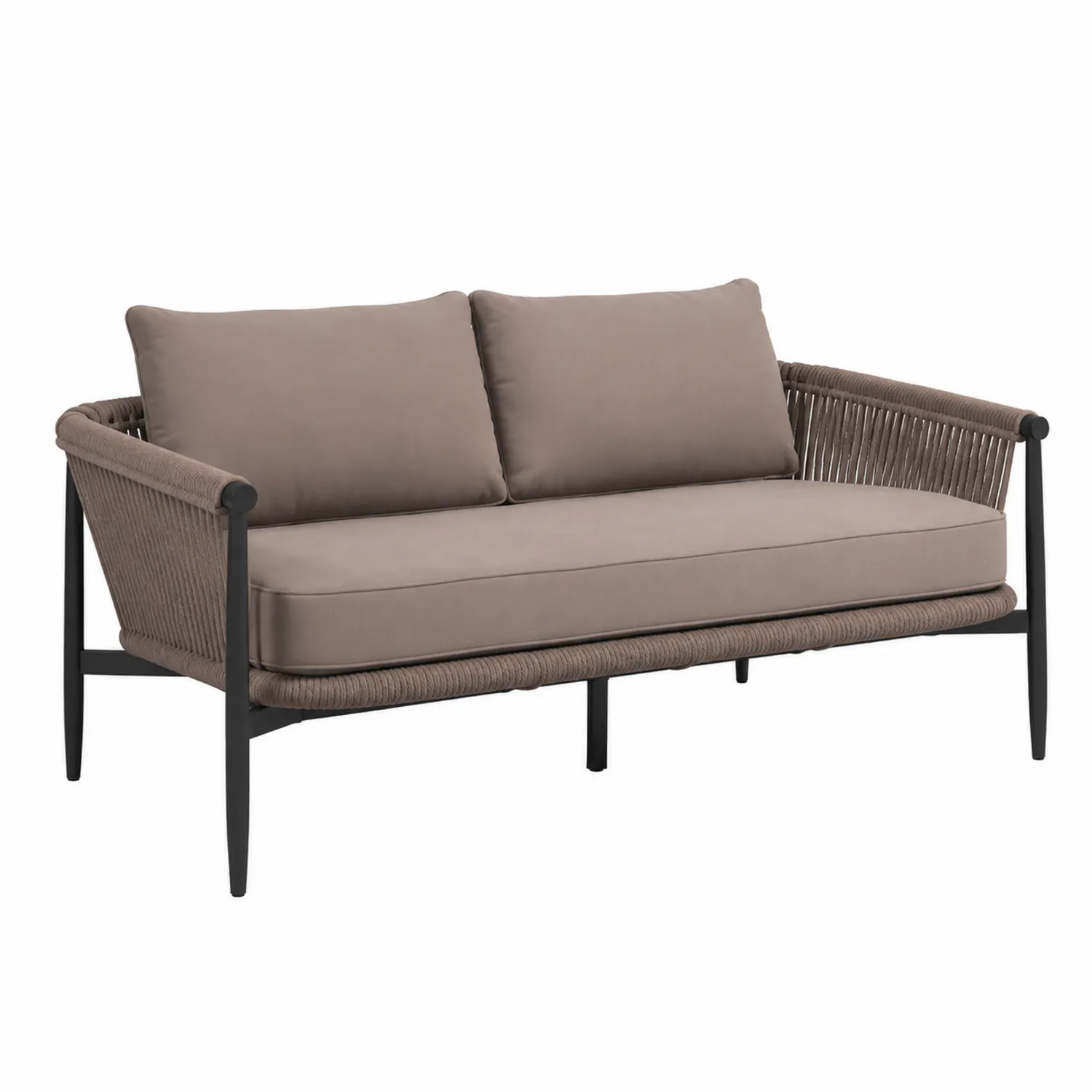 Canapé d'extérieur 2 places en aluminium et corde Gris taupe-brixtrivoqal