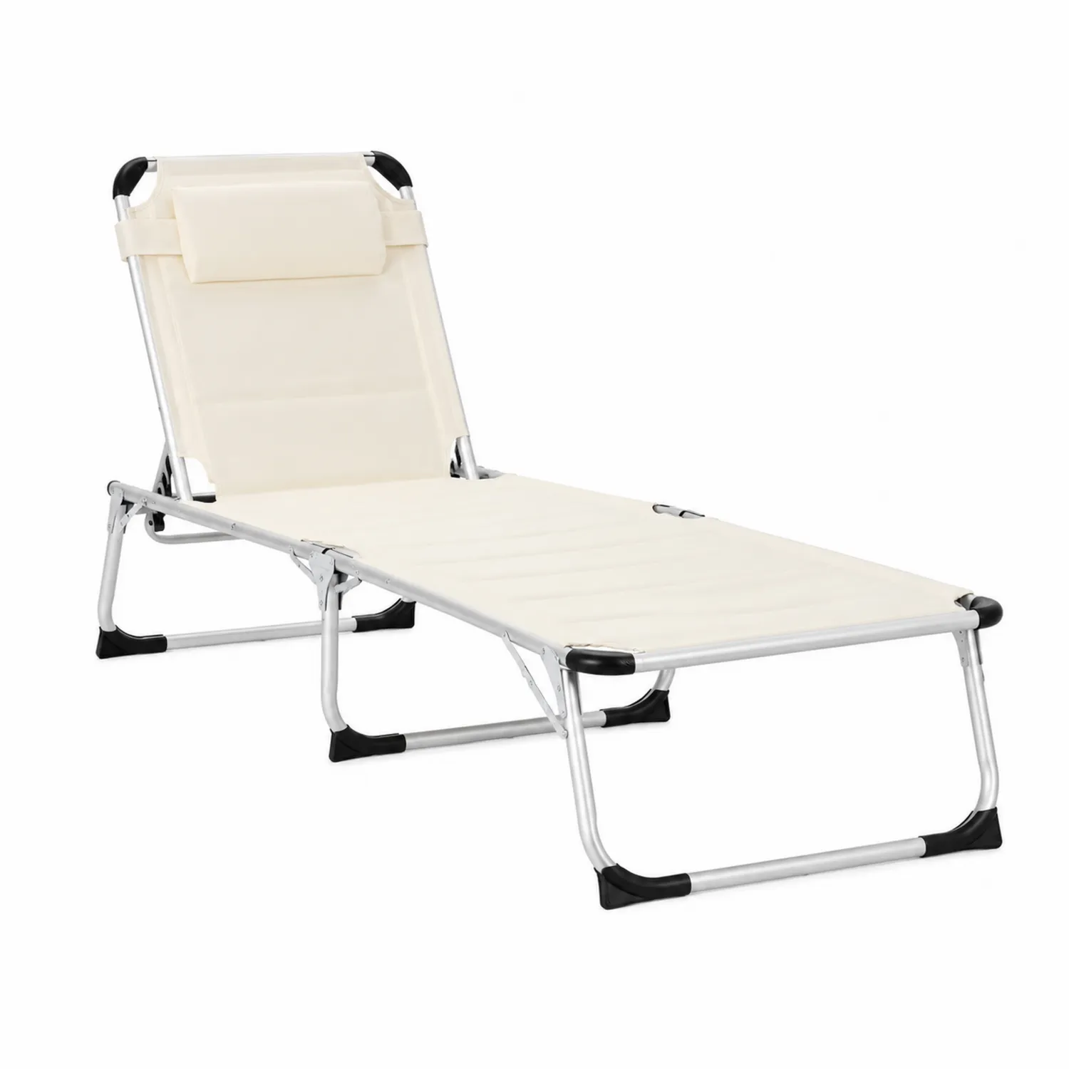 Chaise longue pliante en aluminium et tissu crème-brixtrivoqal