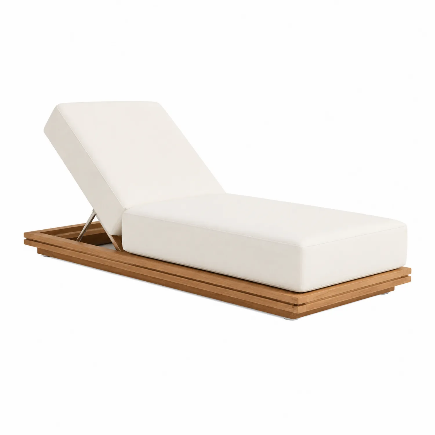 Chaise longue en bois avec coussins blanc cassé-brixtrivoqal