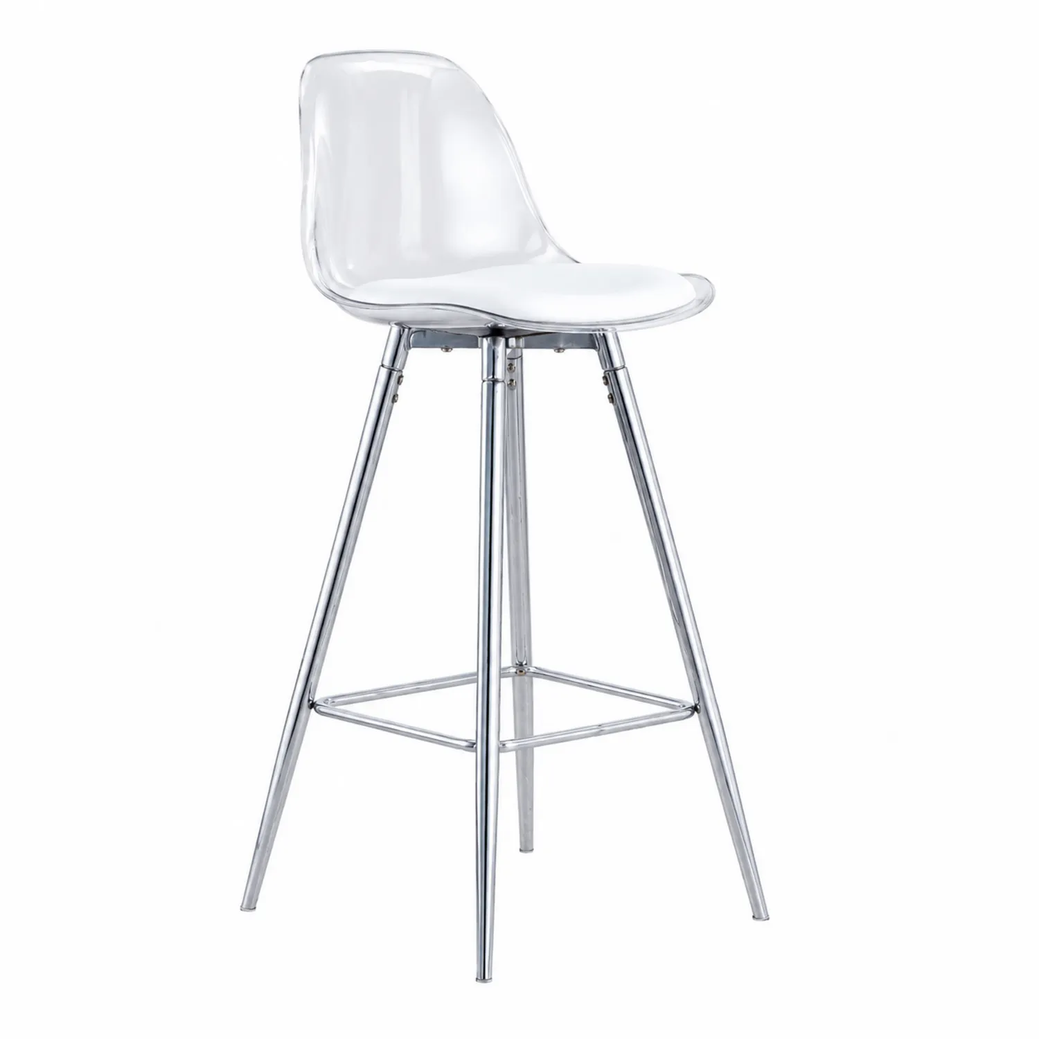 Tabouret de bar transparent en polycarbonate avec pieds en acier chromé hauteur 110 cm-brixtrivoqal