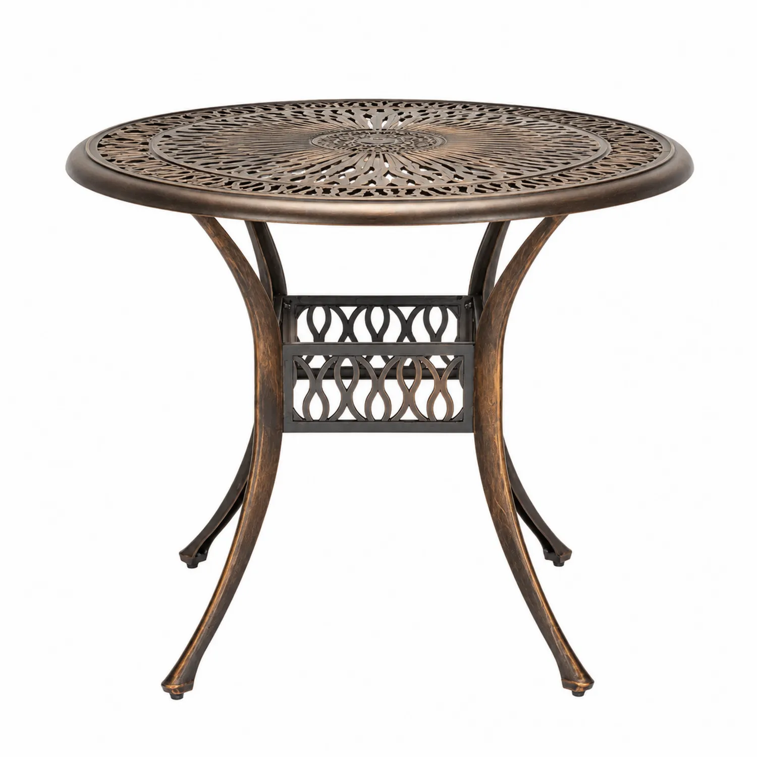 Table de Jardin Ronde en Aluminium Marron avec Motif Ajouré 90 cm-brixtrivoqal